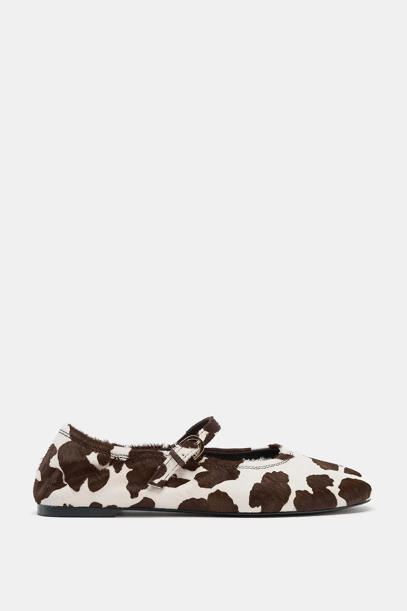PRINTED LEATHER BALLET FLATS