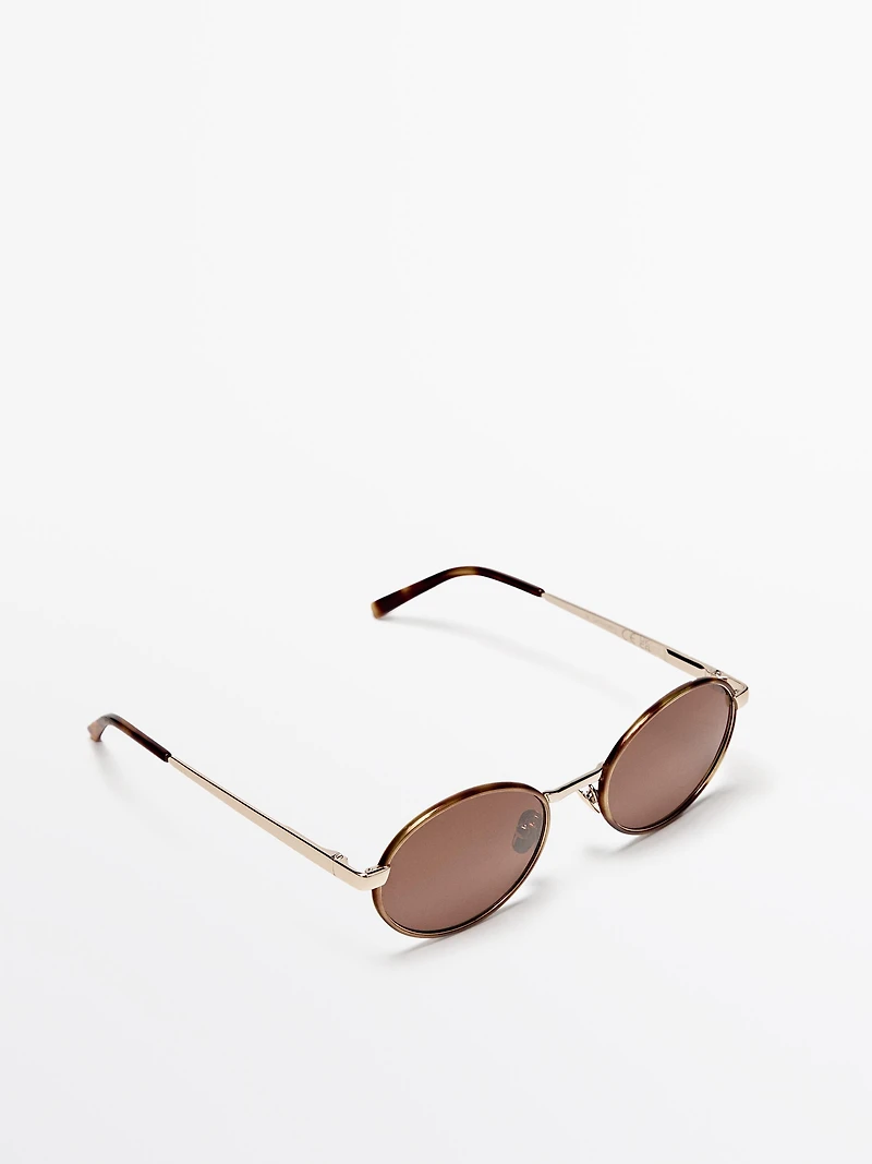 Contrast round sunglasses