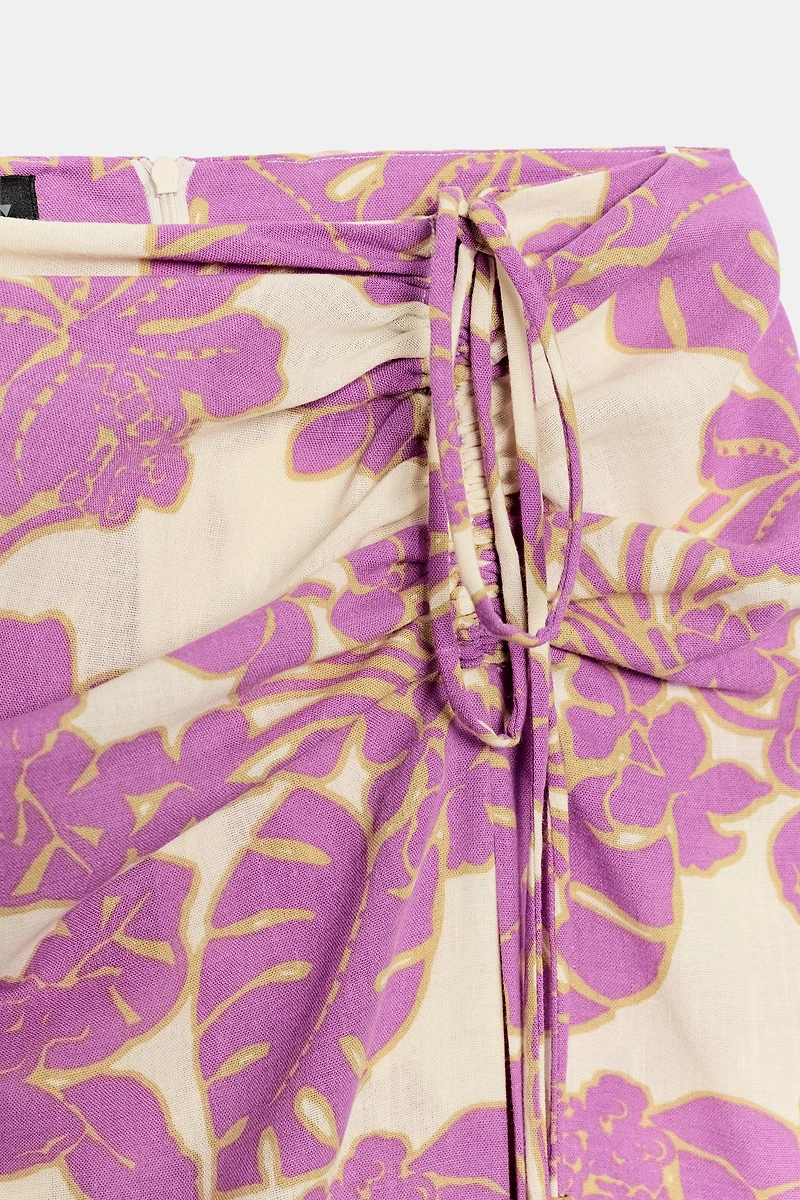 PRINTED MIDI SKIRT WITH SLIT