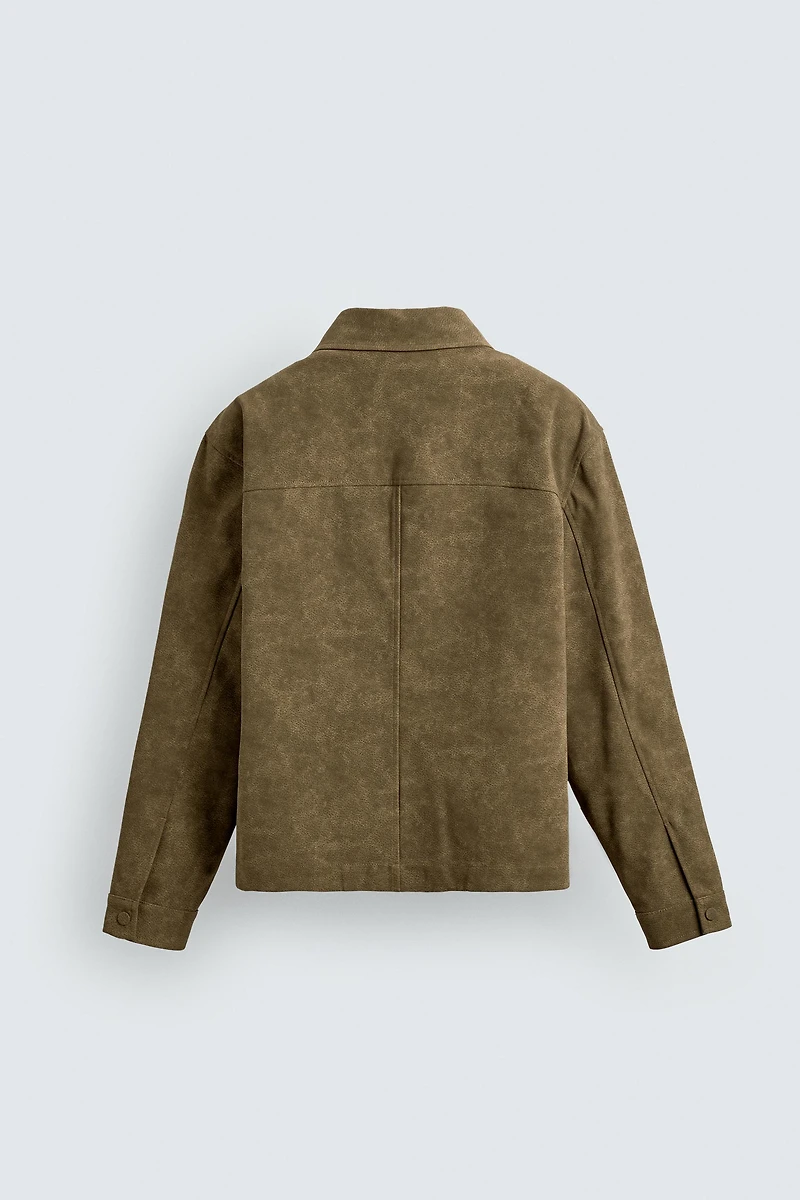 FAUX SUEDE BOXY FIT OVERSHIRT