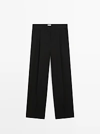 100% wool wide-leg trousers with dart - LIMITED