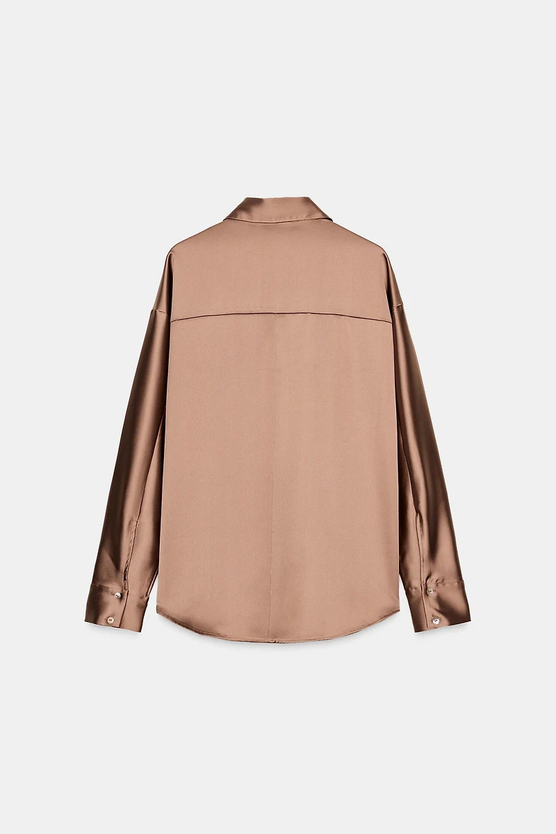 SATIN EFFECT DROP SHOULDER SHIRT