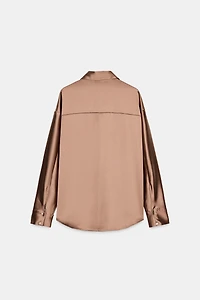 SATIN EFFECT DROP SHOULDER SHIRT