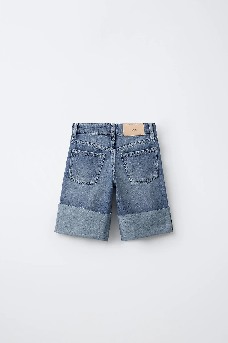 LONG RIPPED DENIM SHORTS