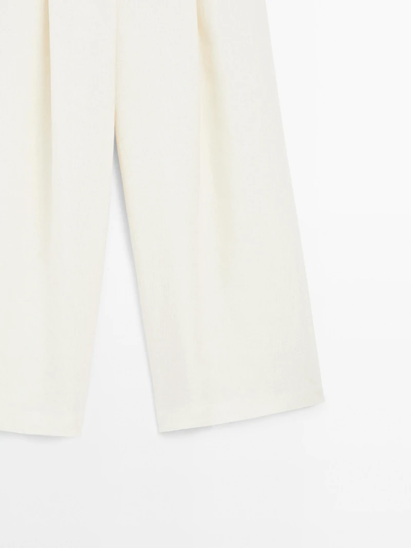 100% linen wide-leg trousers