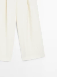 100% linen wide-leg trousers