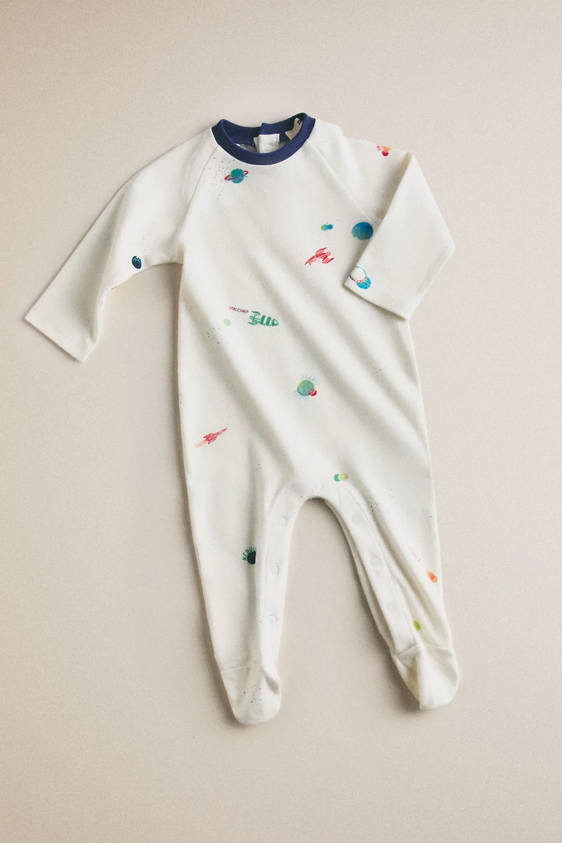 BABY SPACE FOOTED ROMPER