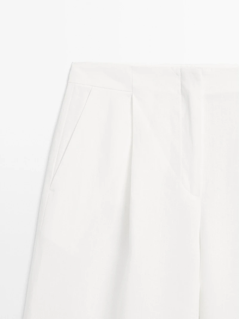 100% linen darted suit trousers