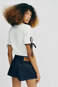 CONTRAST BOW T-SHIRT