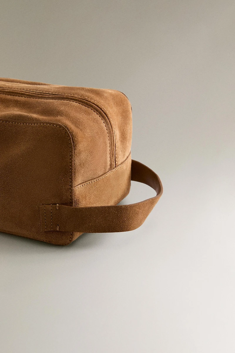 SPLIT LEATHER COSMETIC BAG