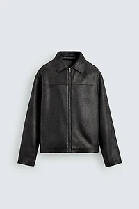 WASHED FAUX LEATHER JACKET