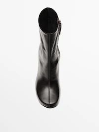 Shiny leather high-heel ankle boots