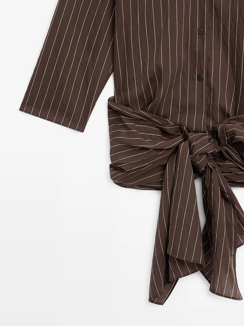 Striped shirt with scarf detail