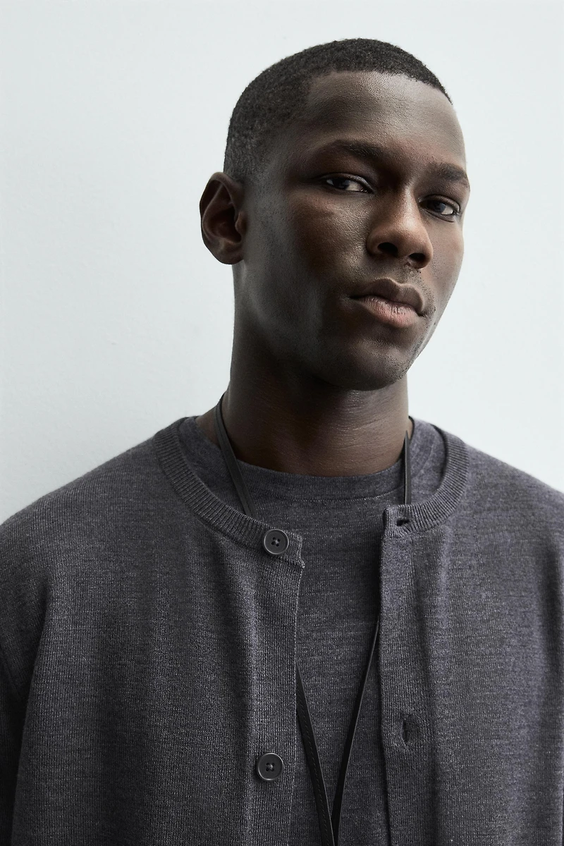 WOOL BLEND REGULAR FIT CARDIGAN