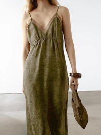 Midi slip dress with sheer detail
