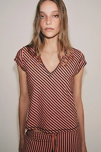 STRIPED LINEN BLEND T-SHIRT