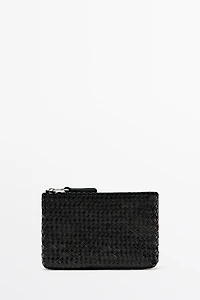 Braided nappa leather pouch bag