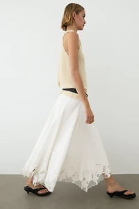 Flared midi skirt with embroidery