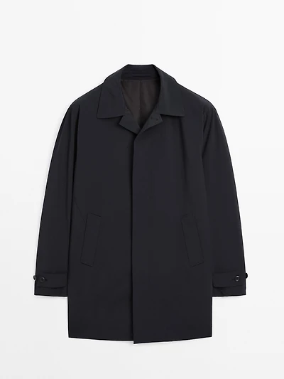 Lightweight trench coat with hidden buttons