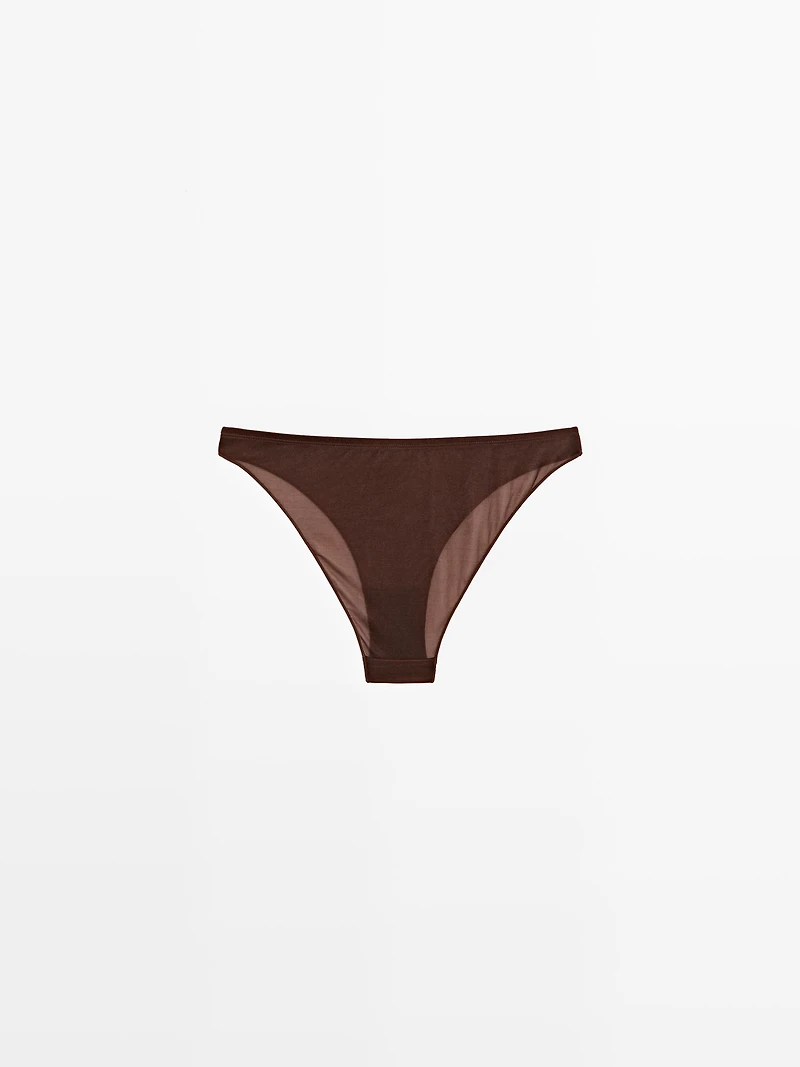 Semi-sheer briefs with metallic detail