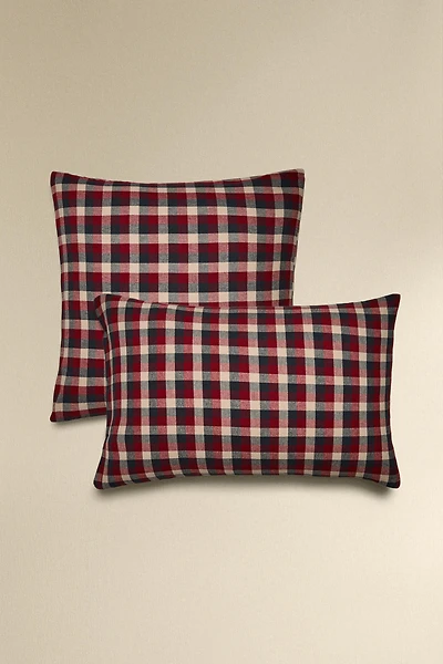 TAIE D’OREILLER FLANELLE COTON CARREAUX TARTAN NOËL