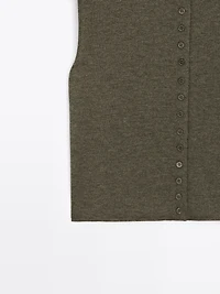Cropped wool blend knit vest