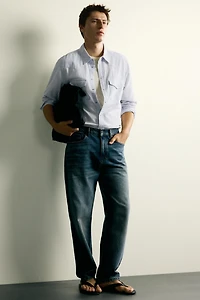 REGULAR FIT COTTON-LINEN WESTERN SHIRT