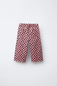 CHECKERBOARD PLAID TWILL PANTS