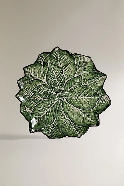 CHRISTMAS GLASS FLOWER DESSERT PLATE