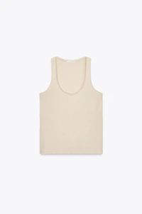 LINEN AND COTTON BLEND STRAPPY TOP