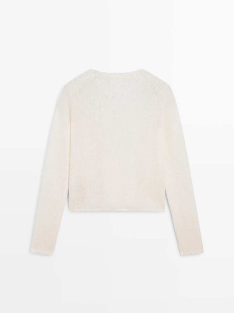 Knit alpaca blend crew neck sweater