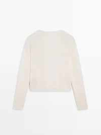 Knit alpaca blend crew neck sweater