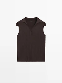 Semi-sheer flowing polo shirt