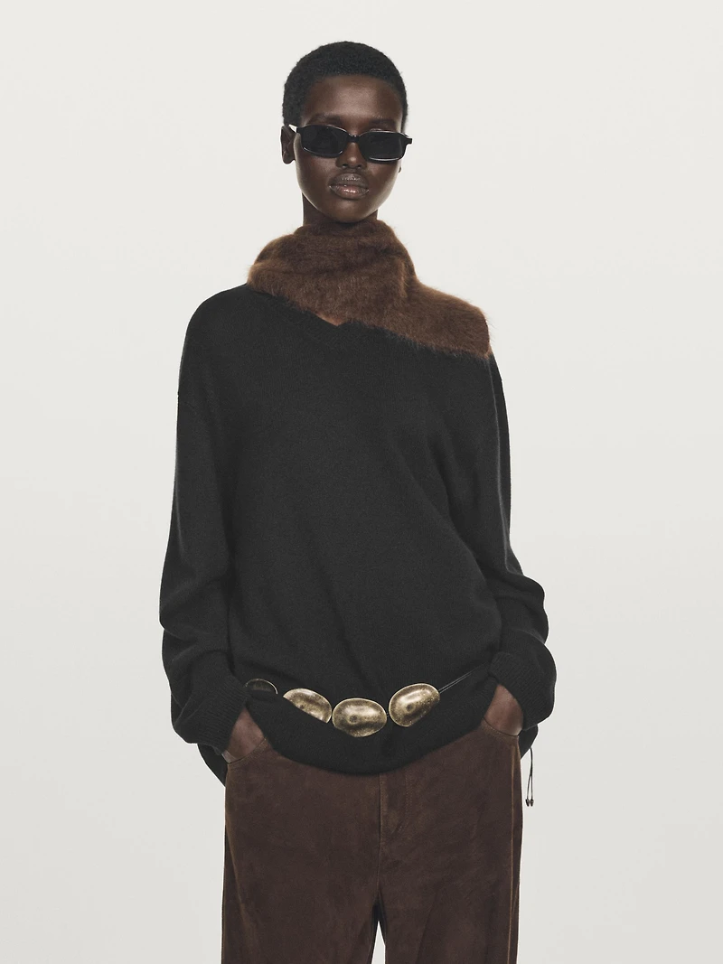 100% cashmere oversize V-neck sweater