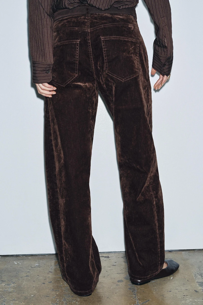 ZW COLLECTION HIGH-WAISTED FLOCKED BALLOON JEANS