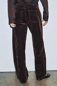 ZW COLLECTION HIGH-WAISTED FLOCKED BALLOON JEANS