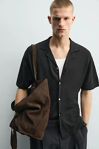 LINEN COTTON BLEND KNIT SHIRT