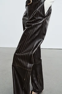 PANTALON EN CUIR À RAYURES ZW COLLECTION LIMITED EDITION