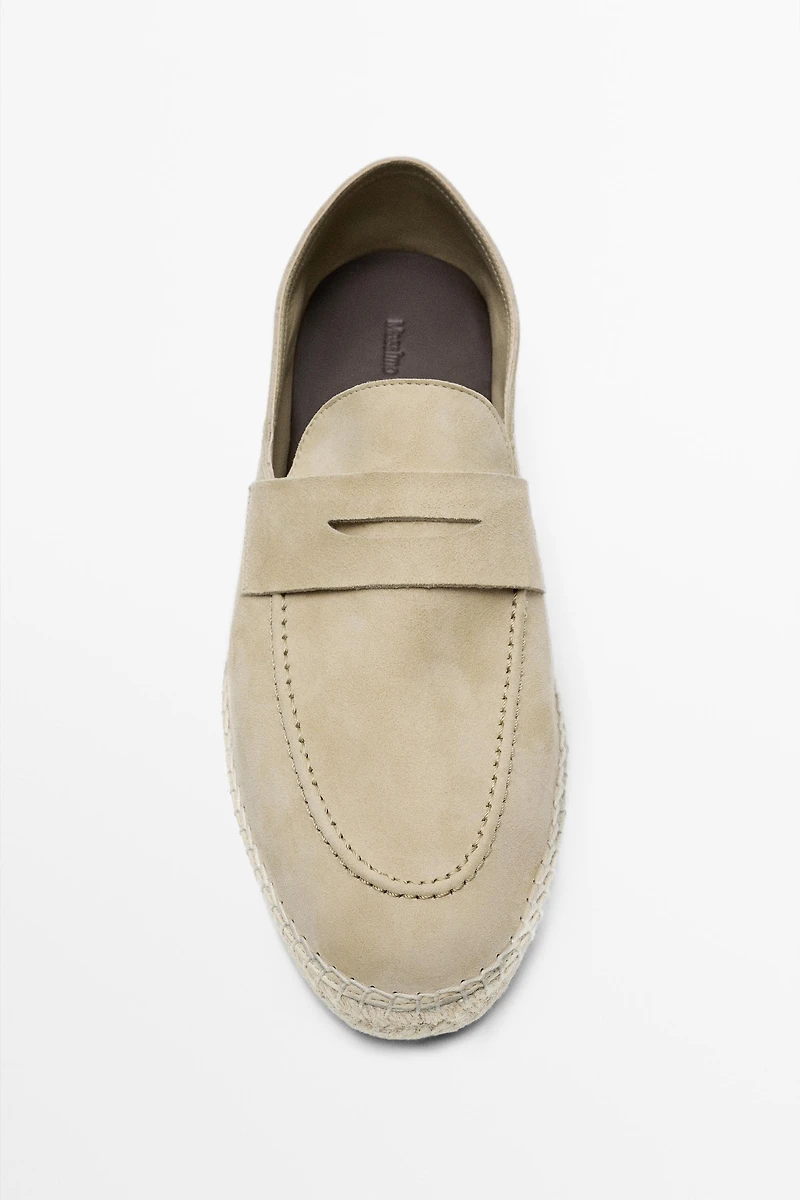 Suede penny strap espadrilles