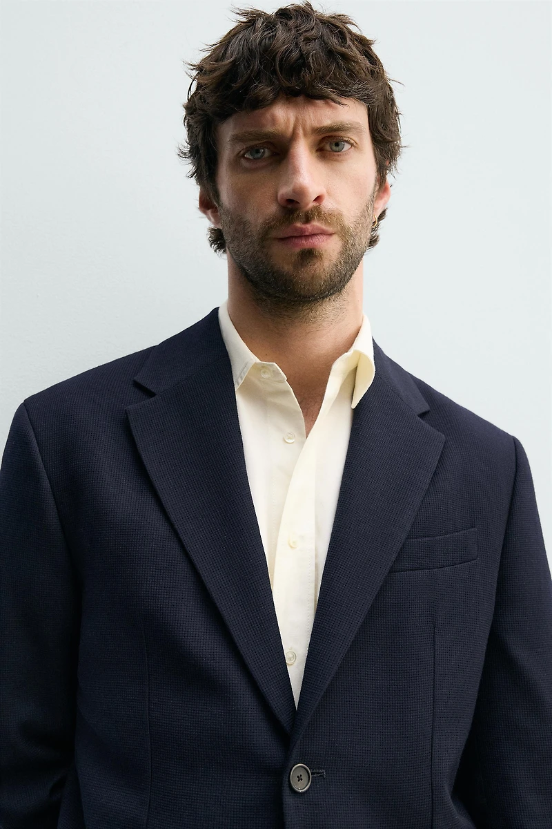 100% WOOL PLAID REGULAR FIT BLAZER