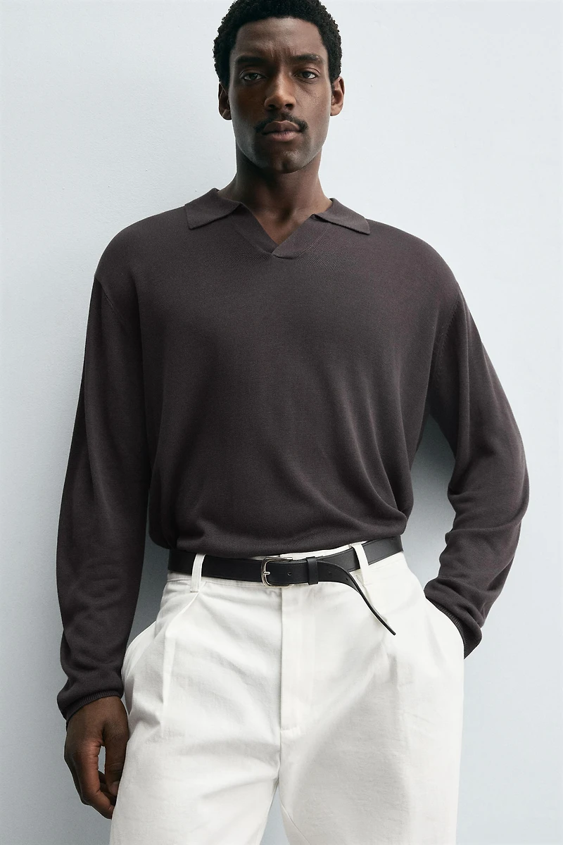 TEXTURED KNIT POLO SHIRT