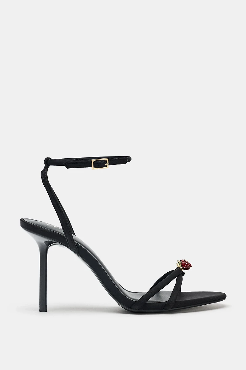 BEADED CROSSED STRAP SANDALS