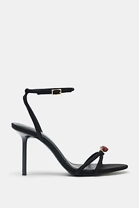 BEADED CROSSED STRAP SANDALS