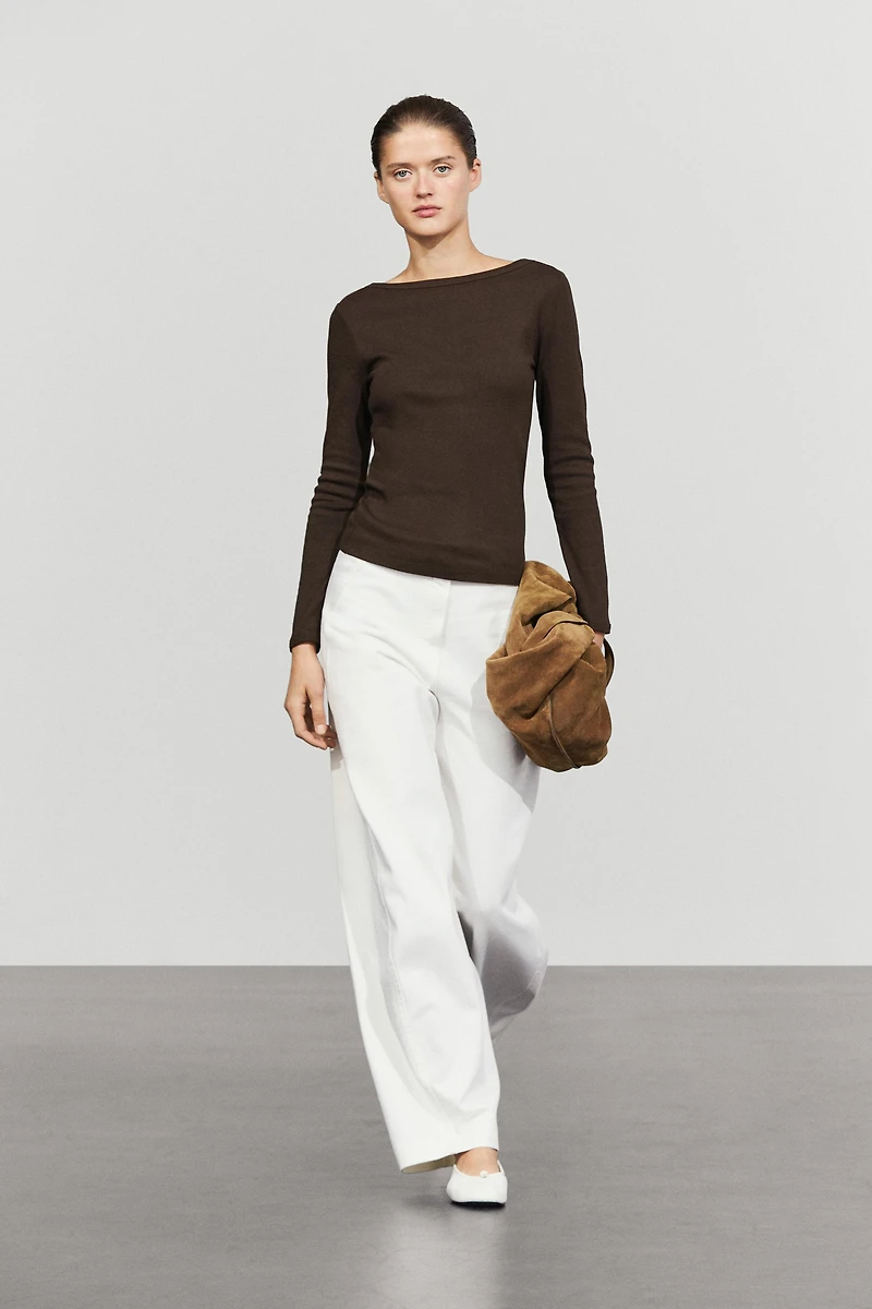Long Sleeve Boat Neck T-shirt