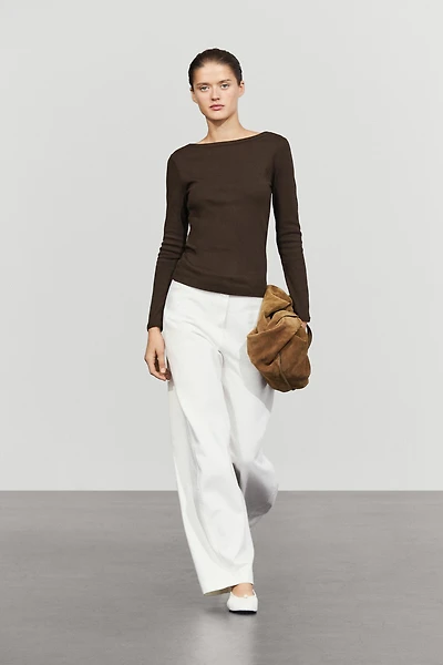 Long Sleeve Boat Neck T-shirt