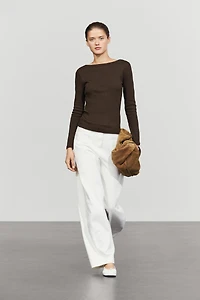 Long Sleeve Boat Neck T-shirt