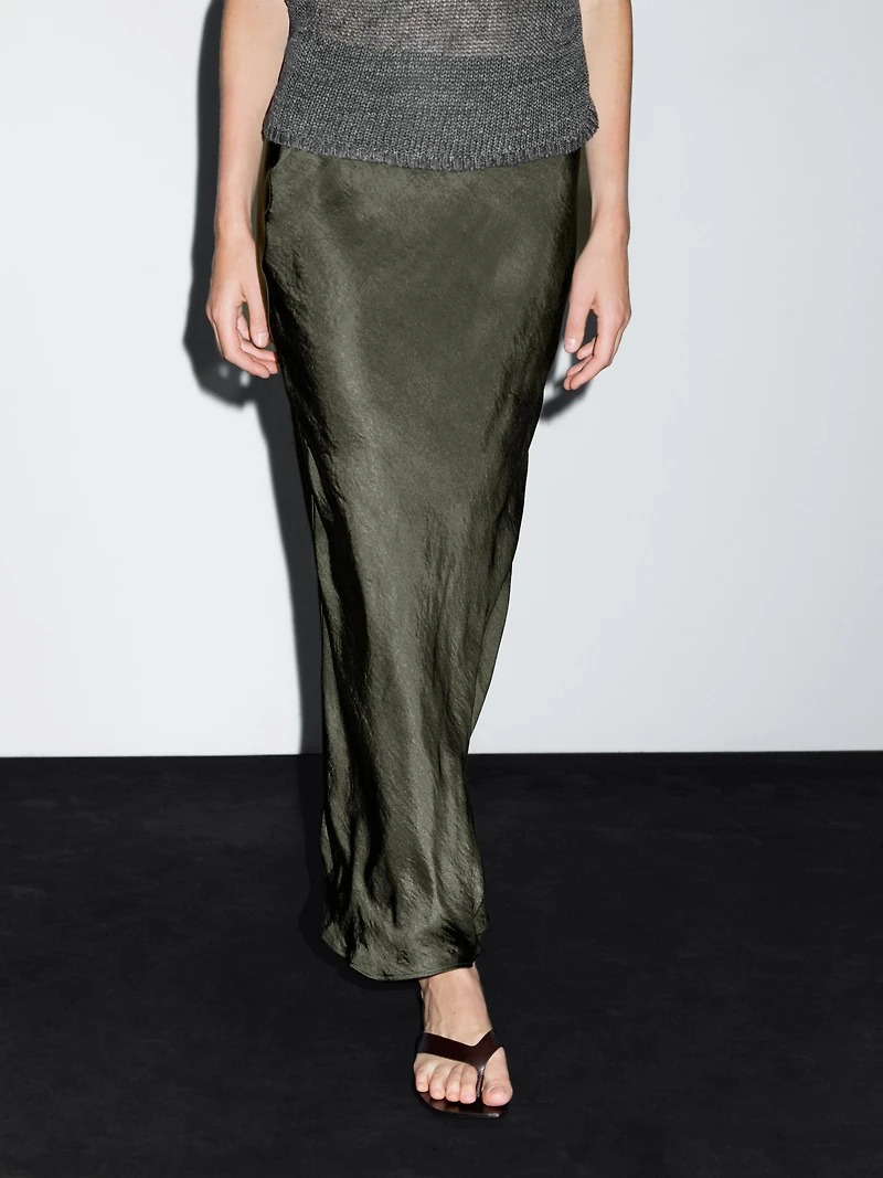 Long satin skirt