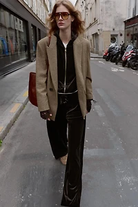 WIDE LEG VELVET PANTS