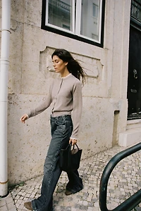 LACE TRIM KNIT CARDIGAN