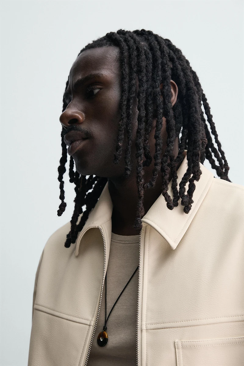 FAUX LEATHER RELAXED FIT OVERSHIRT